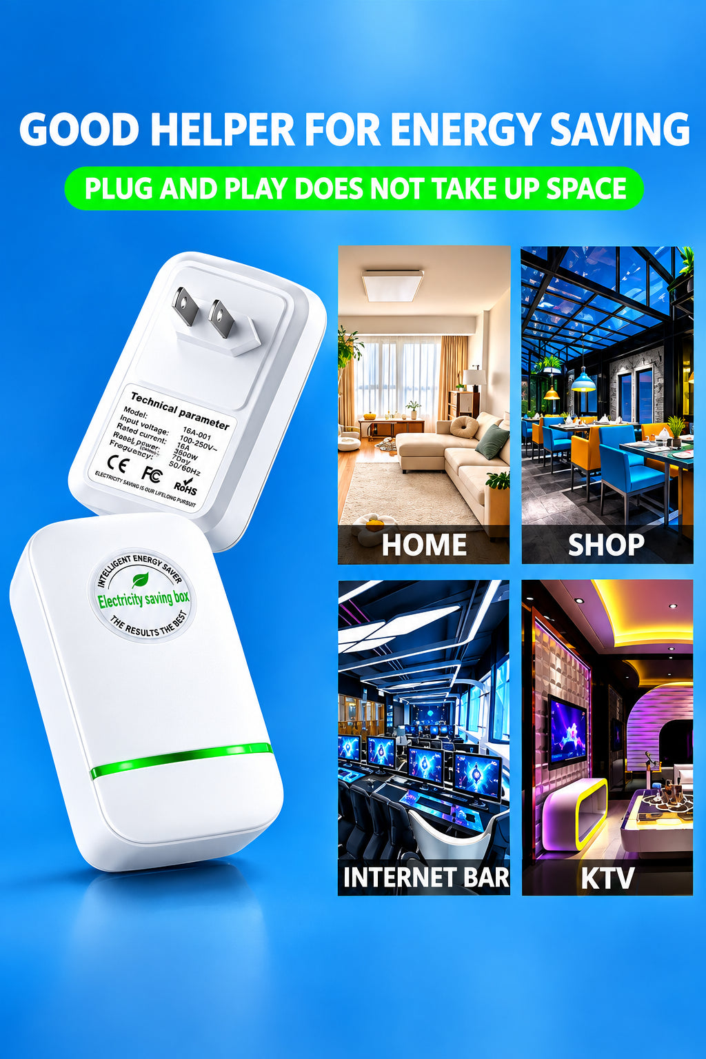 Pro Power Save Electricity Energy Saver 90V-250V Home Office Electricity Saving Box US/EU/UK Plug Stable Voltage Power Saver